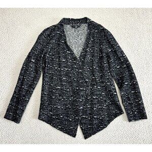 EILEEN FISHER Open Front Cardigan Sweater Wool Black Speckled‎